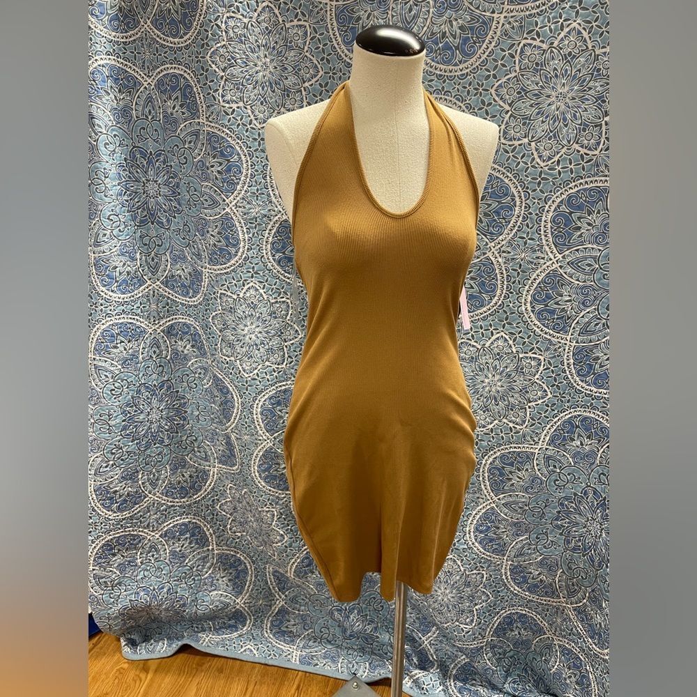 Halter rib Sleeveless mini dress